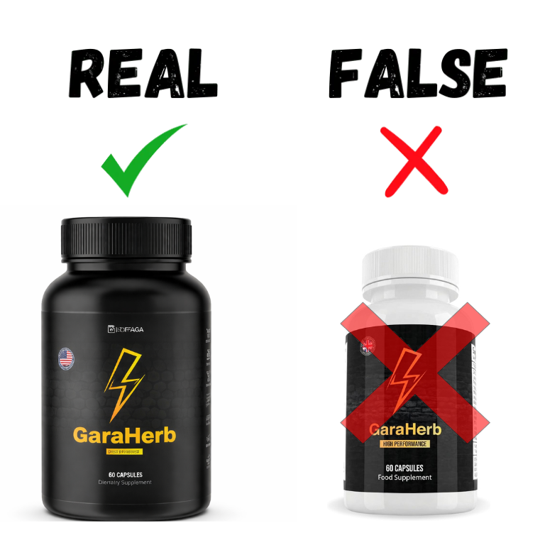 Warning graphic about counterfeit GaraHerb products