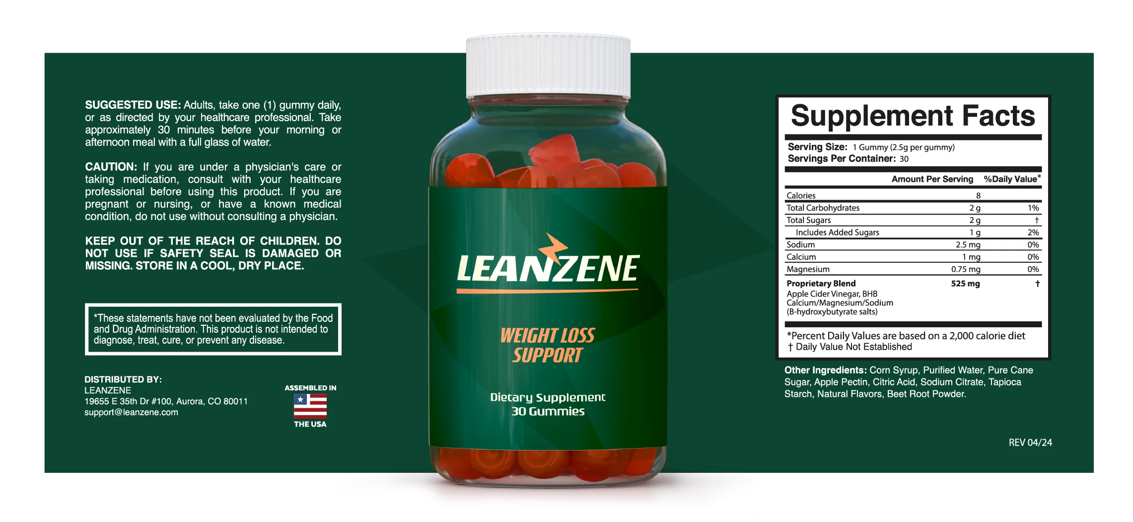Leanzene – Official Supplement Facts Label